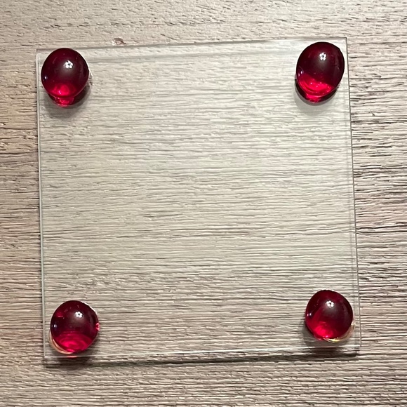 Clear Glass Coasters with Colorful Fused Glass Corners, 4" x 4" - Picture 6 of 9